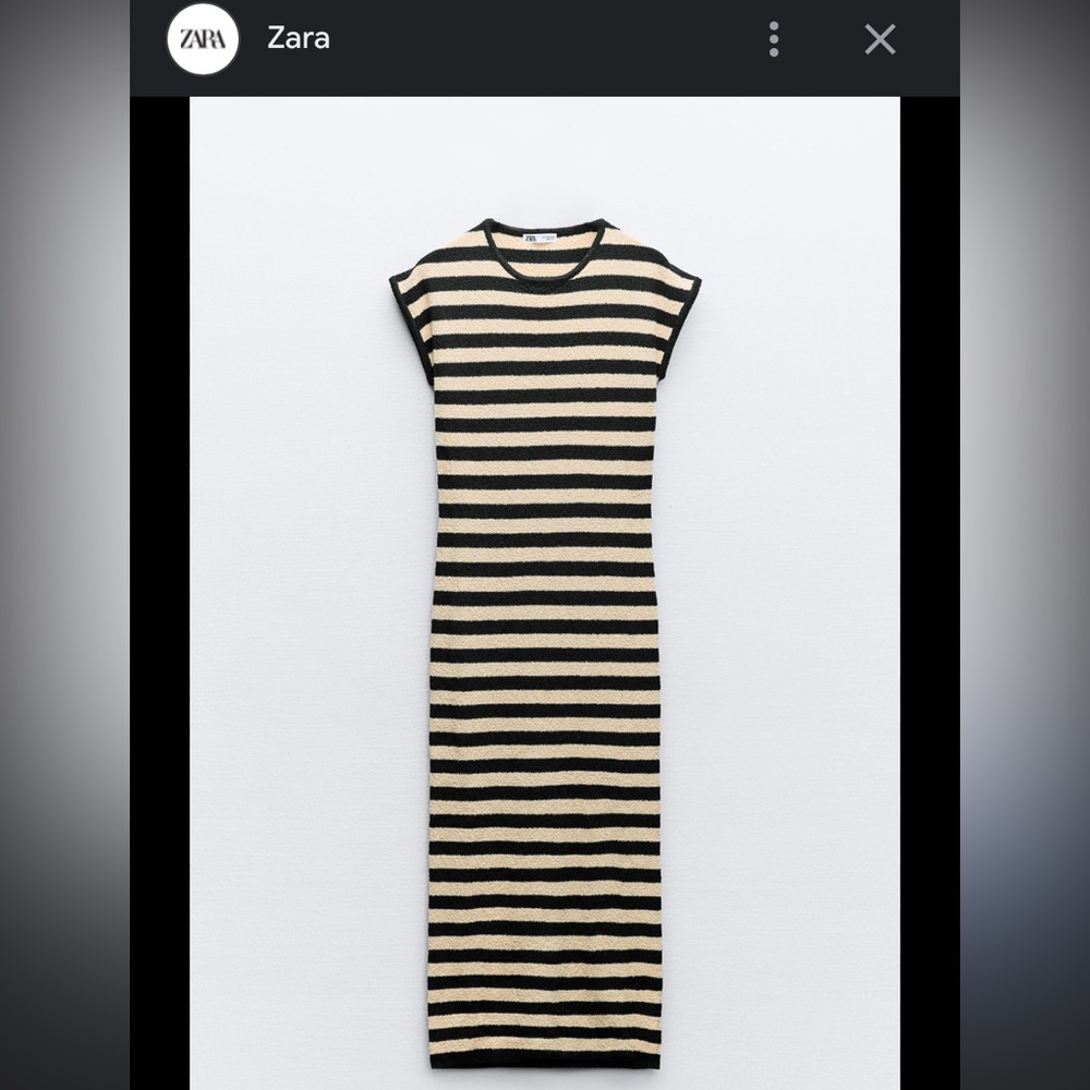 Zara Small Black and Cream Striped Maxi Dress